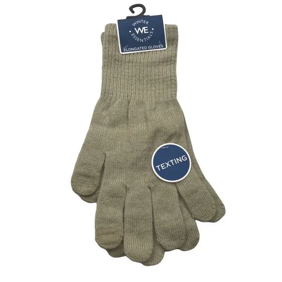 Winter Essentials Women's One Size Beige Texting Elongated Gloves New - Picture 1 of 8